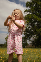KIDS SHORTIE PYJAMA SET | TEA FLORAL PINK