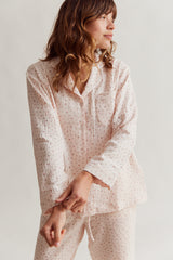 WOMENS TRADITIONAL PYJAMA SET | BLUSH FLORAL MUSLIN