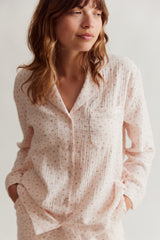 WOMENS TRADITIONAL PYJAMA SET | BLUSH FLORAL MUSLIN