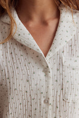 WOMENS TRADITIONAL PYJAMA SET | WHITE FLORAL MUSLIN