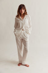 WOMENS TRADITIONAL PYJAMA SET | WHITE FLORAL MUSLIN