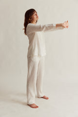 WOMENS TRADITIONAL PYJAMA SET | WHITE FLORAL MUSLIN