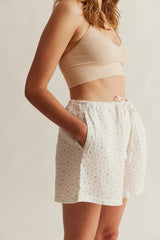 WOMENS BOXERS | WHITE FLORAL MUSLIN