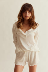WOMENS HENLEY & SHORTS PYJAMAS | POINTELLE
