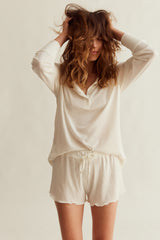 WOMENS HENLEY & SHORTS PYJAMAS | POINTELLE