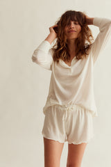 WOMENS HENLEY & SHORTS PYJAMAS | POINTELLE