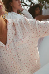 WOMENS TRADITIONAL PYJAMA SET | BLUSH FLORAL MUSLIN