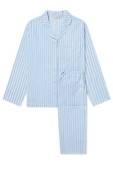 S & L ONLY WOMENS TRADITIONAL SET | BLUE LINEN STRIPE