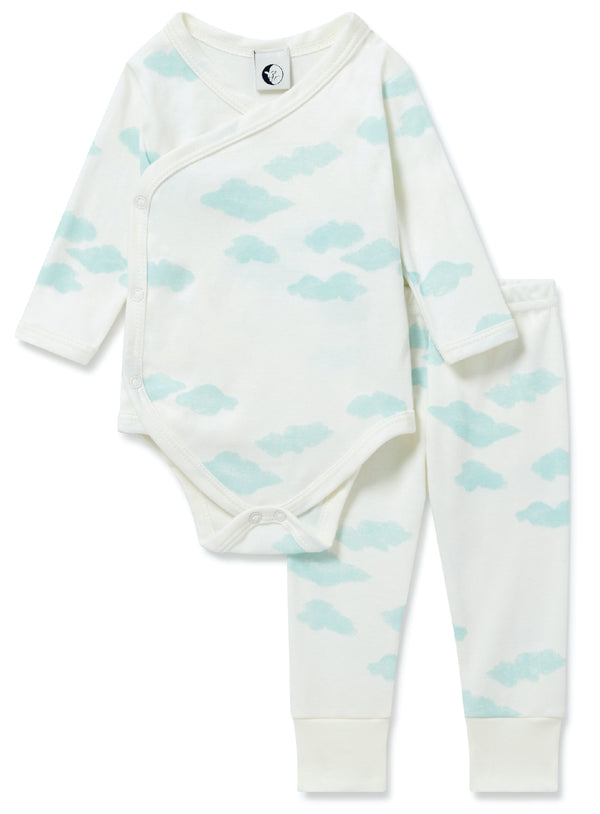 BABY WRAP & TROUSER SET | TURQUOISE CLOUD