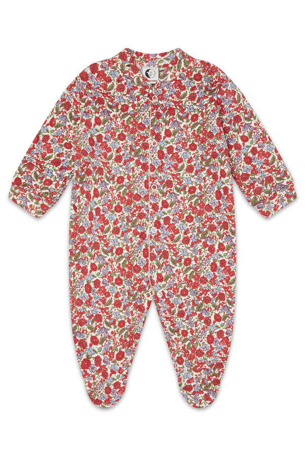 BABY SLEEPSUIT | RED-BLUE FLORAL