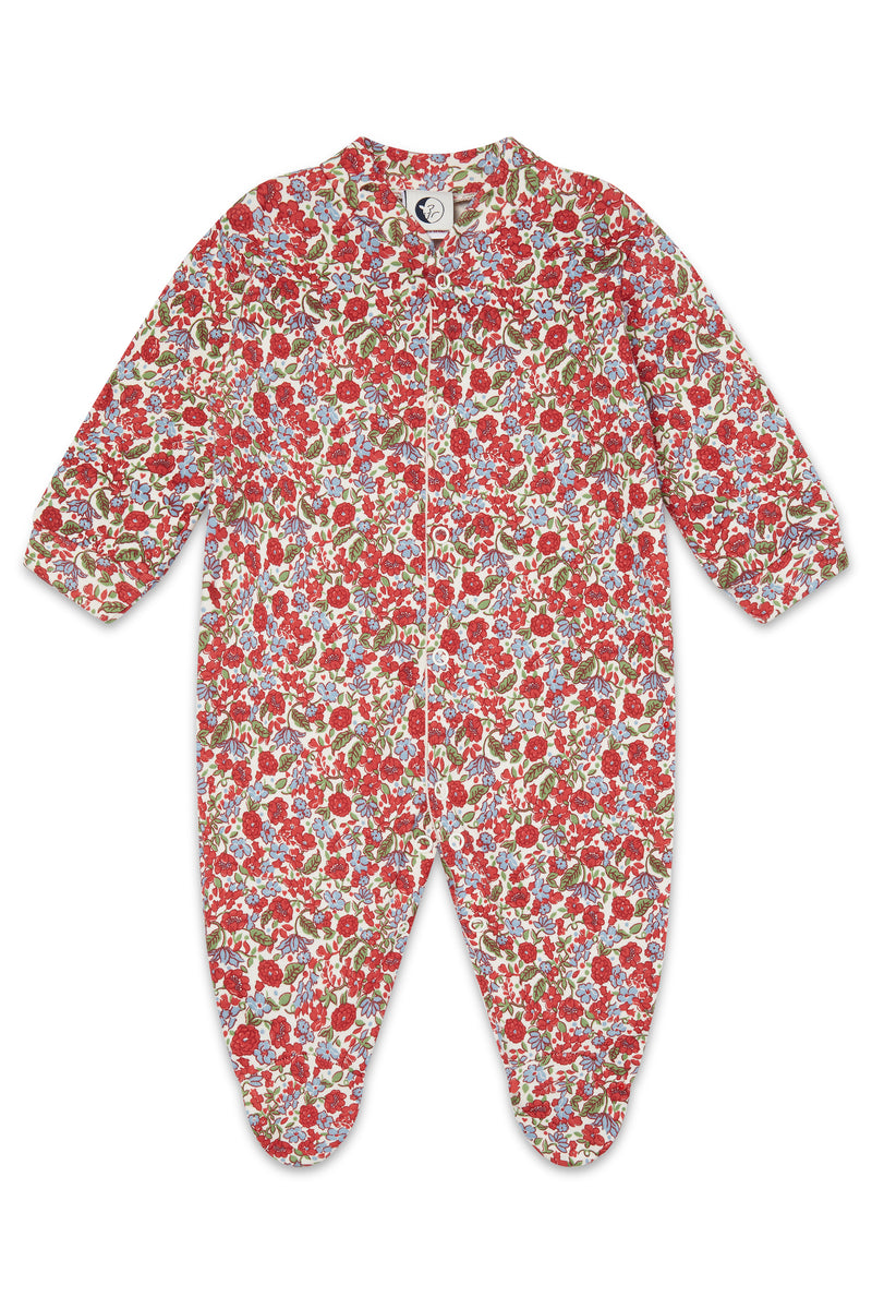BABY SLEEPSUIT | RED-BLUE FLORAL