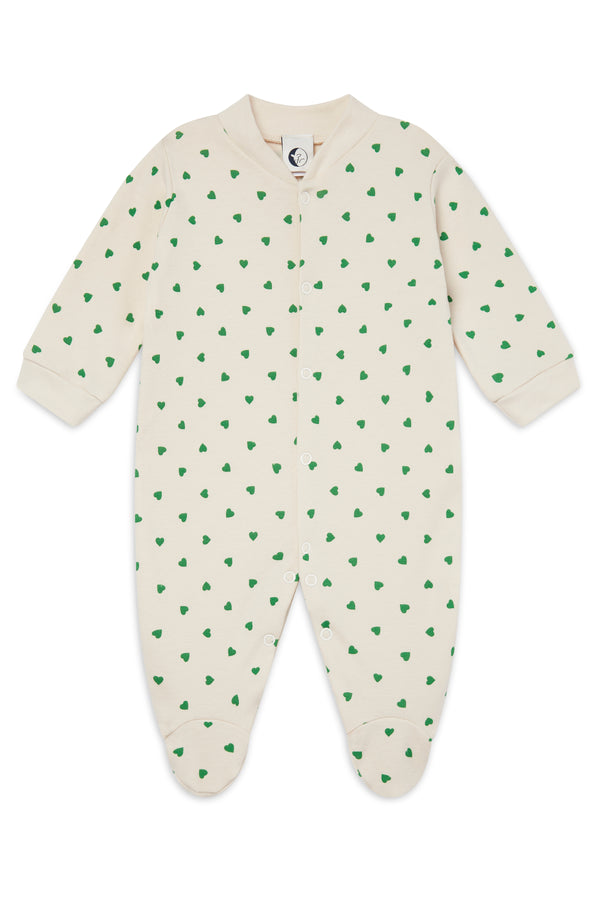 NEW IN! BABY SLEEPSUIT | GREEN HEARTS