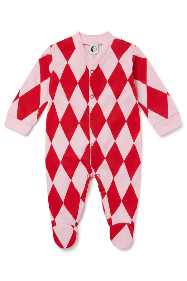 SLEEPY DOE X SELFRIDGES BABY SLEEPSUIT | RED HARLEQUIN