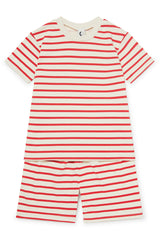 KIDS SHORTIE PYJAMA SET | RED & OATMEAL BRETON