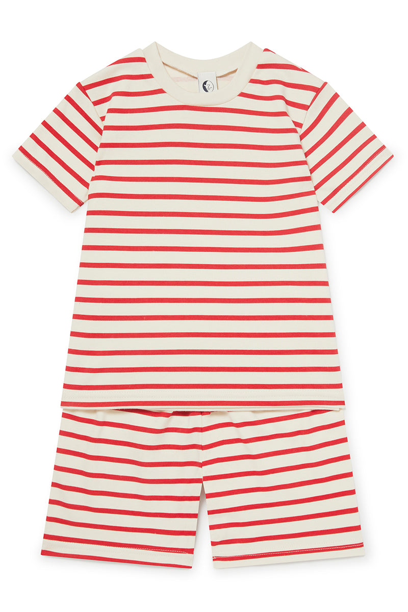 KIDS SHORTIE PYJAMA SET | RED & OATMEAL BRETON