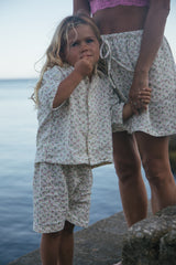 KIDS WOVEN SHORT SET | DOTTY FLORAL YELLOW