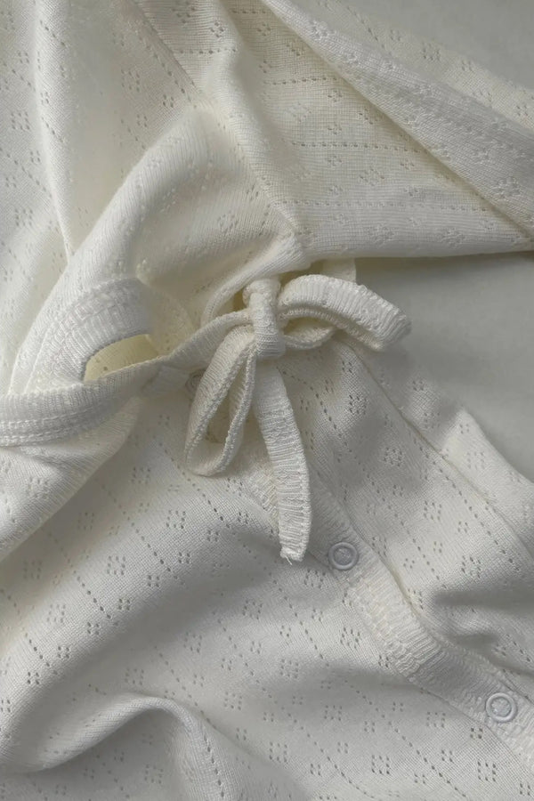 ORGANIC NEWBORN KIMONO | CREAM POINTELLE