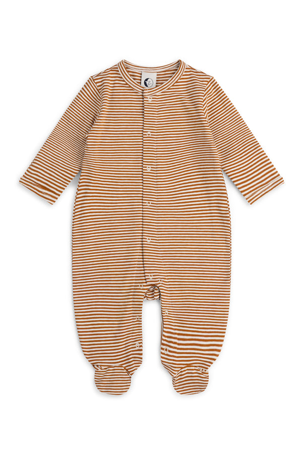 BABY SLEEPSUIT | CHESTNUT STRIPE