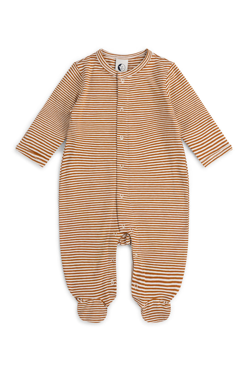 BABY SLEEPSUIT | CHESTNUT STRIPE