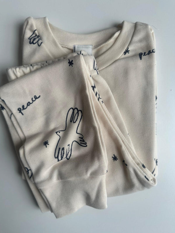KIDS CLASSIC PYJAMA SET | PEACE OATMEAL